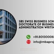 SBS Swiss Business School Doctorate of Business Administration Writing Help